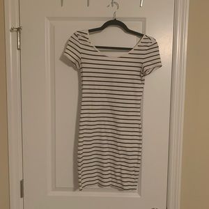 Black and white striped body con dress.